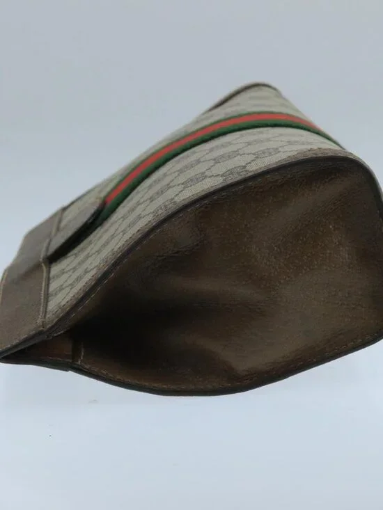 GUCCI GG Supreme Web Sherry Line Clutch Bag PVC Beige 001 014 2125 Auth bs20684 - Picture 4 of 16